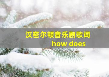 汉密尔顿音乐剧歌词 how does